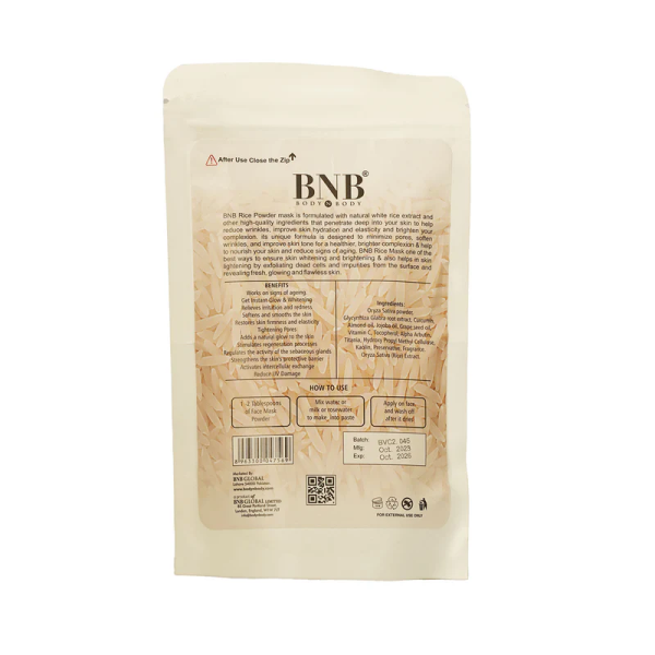 Bnb Brightening Rice Powder Oraganic Mask With Natural White Rice Extract 120g