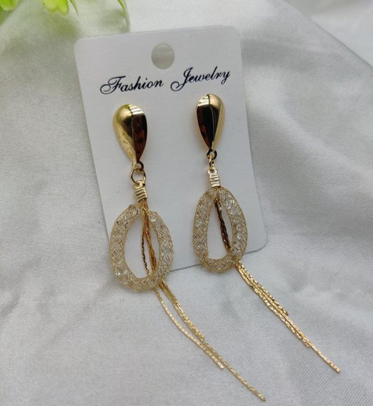 Imported Elegant Mesh Teardrop Dangling Earrings | Best Quality Artificial Earrings For Girls & Women