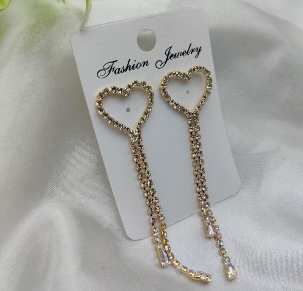 Imported Radiant Heart-shaped Dangle Earrings With Crystal Detailing